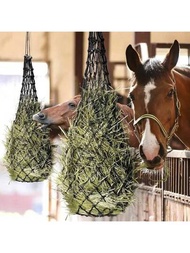 1 件裝馬乾草網、牛和馬餵食袋、牲畜慢餵乾草袋、馬匹餵食器用馬術飼料網