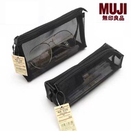 ** New * Japan MUJI MUJI Stationery Transparent Gauze Student Exam Pencil Case Female Male Simple Large-Capacity Storage Bag