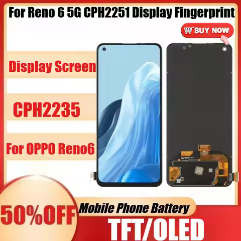 New TFT/AMOLED For Oppo Reno6 CPH2235 LCD Display Screen Touch Panel Digitizer For Reno 6 5G CPH2251