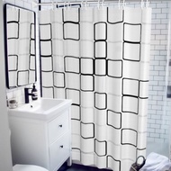 12Hooks Modern Printed THIN PEVA Waterproof Bathroom Shower Curtain Waterproof Bathroom Toilet Langs