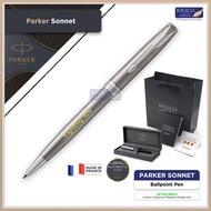 Parker Sonnet Ballpoint Pen - Steel Chrome Trim (with Black - Medium (M) Refill) / {ORIGINAL} / [KSGILLS Pen Gifts]