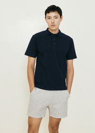 P.MITH Essentials - Navy blue ribbed cotton polo shirt