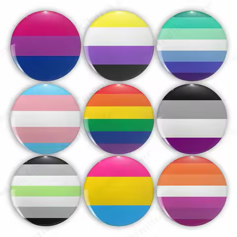 LGBTQ+ Pride Flag Button Badge, Rainbow Pride Round Pin, Gay Lesbian Transgender Pride Brooch for Ba