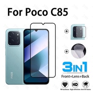 3 In 1 Poco C85 Tempered Glass Screen Protector Carbon Fiber Film Camera Lens For Poco C75 C71 F7 X7