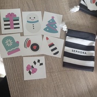 Sephora Drawstring Pouch+Christmas Sticker Christmas Pack Of 7 Unique Cute