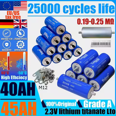 Original yinlong Lto 2.3v 45Ah 40Ah Lithium titanate Battery 10c DIY 12V 24V 48V Electric Boat Solar