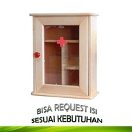 KOTAK P3K KAYU WARNA COKLAT LEMARI PENYIMPAN OBAT GANTUNG