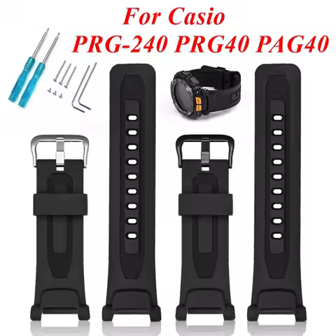 For Casio PRE-TREK PRG-240 PRG-40 PAG-40 Watchband Resin Watch Strap Wristband Replace Accessory Bra