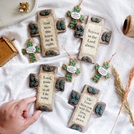 Papemelroti Ivy Cross | Bible Verse Quotes Christian Religious Crucifix | Altar Home Wall Decor Cath