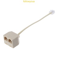 fol 6P4C Rj11 Male to 2 Female Splitter Adapter RJ11 to RJ11 Separator for Phone MAX