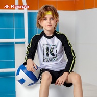 KAPPA ชุดว่ายน้ำสองชิ้นสำหรับเด็กผู้ชาย,ชุดว่ายน้ำแฟชั่นแขนยาวของเด็ก2/3/4/5/6/7/8/9/9/10/11ปี