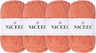 NICEEC 4 Skeins Soft Baby Cotton Yarn, DK Weight, DIY Craft Blanket Yarn for Crochet & Knitting, Tot