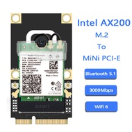 M.2 NGFF เป็น Mini PCI-E Wireless Adapter Converter พร้อม IPEX 4เสาอากาศสำหรับ Wifi6 Intel AX200 926