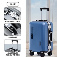 Aluminium USB Luggage Bag Travel 20/24 Inches Luggage Anti-scratch Password Boarding Lagguge Travel