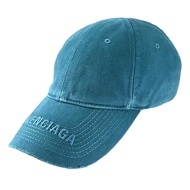 BALENCIAGA 巴黎世家 673318 電繡LOGO刷舊棉質棒球帽.藍綠