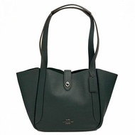 【全新】COACH 璇釦素面牛皮肩背購物托特包(夜幕綠)
