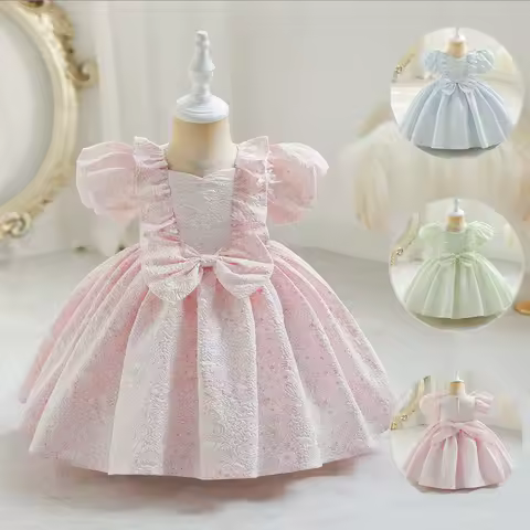 Fashion 3D Printing Flower Girl Dresses Lace Short Sleeve Girl Evening Gown Summer Girls Dresses for