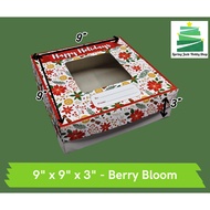 Spring Jade-Christmas Cake Pastry Box 9” x 9” x 3′′ (20 pcs) 9x9x3 Xmas Pasty Box