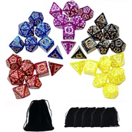 SmartDealsPro Retro Polyhedral Dice Sets with Pouches for D&D DND RPG MTG Dungeon and Dragons Table 