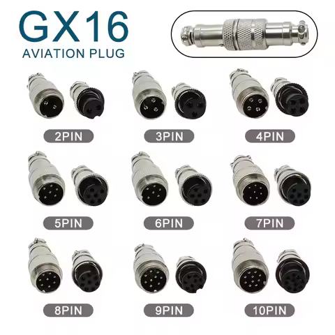5PCS Docking Connector GX16 Aviation Plug Male Female 16mm 2/3/4/5/6/7/8/9/10 Pin Socket Circular Av