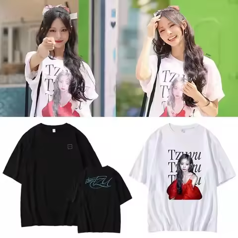 Kpop Twice Tzuyu Abou TZU Man/Women Harajuku T-shirt Round Neck Short Sleeve Casual Unisex Streetwea
