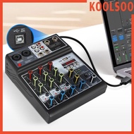 [Koolsoo] Audio Mixer Support Bluetooth 5.0 USB Portable 4 Channel 48V Power DJ Mixer for Computer