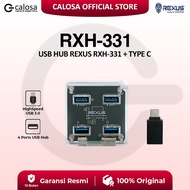 USB HUB REXUS RXH-331 RXH331 RXH 331 + CONVERTER TYPE C RXH331 4 Port V.3.1 (SQUARE) TRANSPARENT