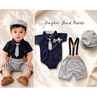 KEMEJA Children's Clothing Set Shirt 0-18 Months Vest Connecting Pants Party Invitation Fashion Baby