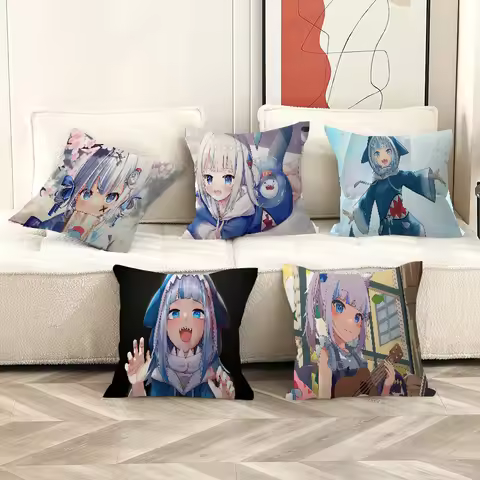 Anime Gawr Gura Cushion Cover Pillow Cover Decor Pillowcase Printed Cushion Case for Couch