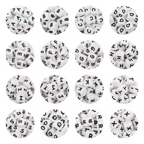 26/50/100pcs Silicone Letters Beads 12mm English Alphabet Beads Focal Loose Beads For Jewelry Making