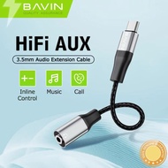 BAVIN AUX30 Earphone Headphone Adapter w/ Female Type-C to 3.5mm USB Connector & Audio AUX Cable