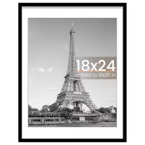18x24 Picture Frame, Display Pictures 16x20 with Mat or 18 x 24 Without, Wall Hanging Poster Frames,