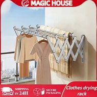 【 Extendable 】1M-2M 3/4/5 Bar Ampaian Baju Stainless Steel Retractable Wall Mounted Clothes Hanger R