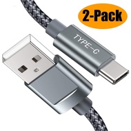 (Black) Snowkids TYPE C Cable 3.3Ft(1M) Nylon Braided Cord(2 PACK) Type-C to USB Charger -Metal Conn