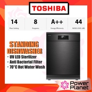 Toshiba Dishwasher DW-14F2 Free Standing with 70°C Hot Water Wash (Black Stainless Steel) DW14F2