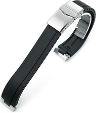 Crafter Blue FKM Rubber Strap 20mm compatible with Seiko Speedtimer SSC813 SSC815, Black