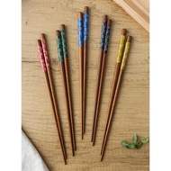 日本原裝進口原木尖頭筷子竹筷天然木家用日式櫻花防滑木筷套裝