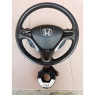 HONDA STREAM RN6 RSZ LEATHER STEERING WHEEL WITH PADDLE SHIFT &amp; CLOCK SPRING