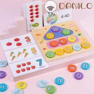 DANILO 2 in 1 Matching Board Literacy Flashcards Building Blocks Alphabet and Number Card Cognition Games Clock Counting Numbers Puzzle Game Board