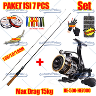 【# Beli 1 Dapat 6 #】pancing 1 set lengkap kuat/joran pancing kuat 50kg/Joran Pancing 1 Set Reel Besi