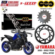 YAMAHA 890cc MT09 Full Set Regina Black Dual Chain 525 ZRA Steel Sprocket Sets