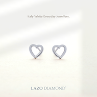 LAZO DIAMOND Everyday Minimalist Open Hearts Stud Earrings in 9k White Gold