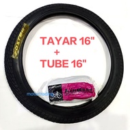 (1 SET) 16" BASIKAL TAYAR + TUBE 16X1.75 (HALUS)