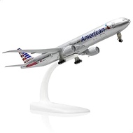 QIYUMOKE Boeing 777 AA Airlines 1/300 Diecast Metal Aircraft Model with Stand Alloy Display Airliner