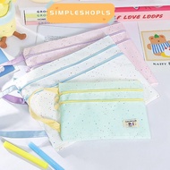 SIMPLESHOPLS File Bag, Three Layers Large Capacity Handbag, Cartoon Polka Dot Design A4/A5 Exam Pape