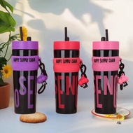F&Z 1PC Plastic Large Capacity Water Bottle With Straw Leak-proof Water Bottle For Travel & Sports n