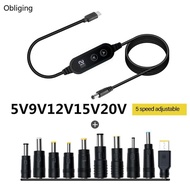 BLING Type C to DC5521 Charging Cable Optional Connectors Adjustable Voltage 5V 20V