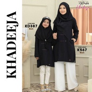 KHADEEJA | BLACK  | TSHIRT MUSLIMAH | BAJU SET SEDONDON IBU &amp; ANAK | COUPLE SET | IRON LESS