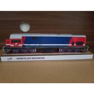 Miniatur papercraft Kereta api kertas CC201 merah biru