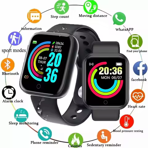Y68 Smart Watch Bluetooth Fitness Tracker Adult Sports Watch Heart Rate Monitor Blood Pressure Smart